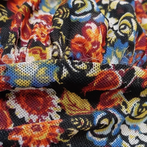 Free People All Dolled Up Sz S Boho Whimsigoth Dark Floral Mesh Blouse - Picture 11 of 14